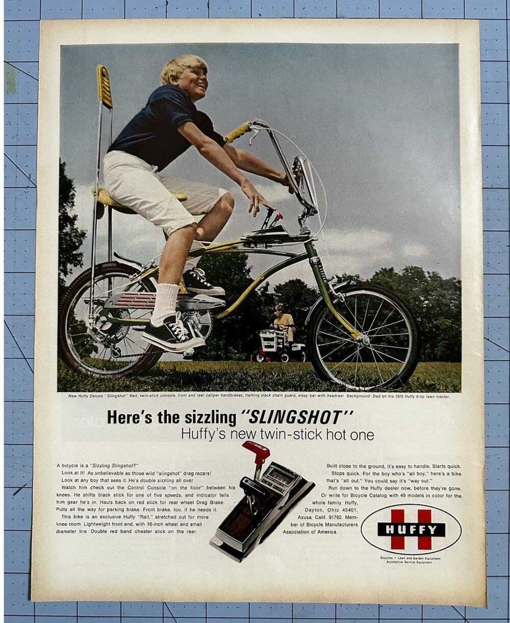 1969 Huffy Slingshot Original Vintage Advertisement Bike Bicycle Print Ad